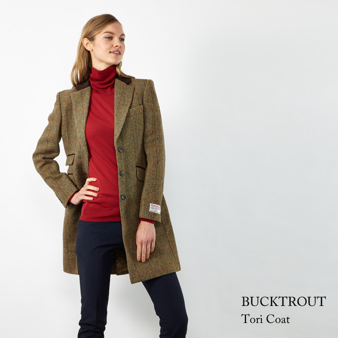 ハリスツイード バックトラウト Harris Tweed チェスターコート