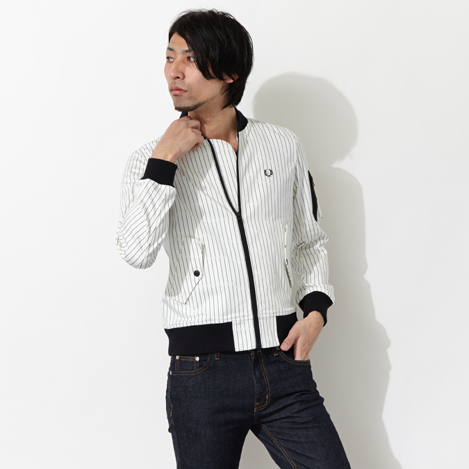 FRED PERRY ストライプジップアップジャケット S